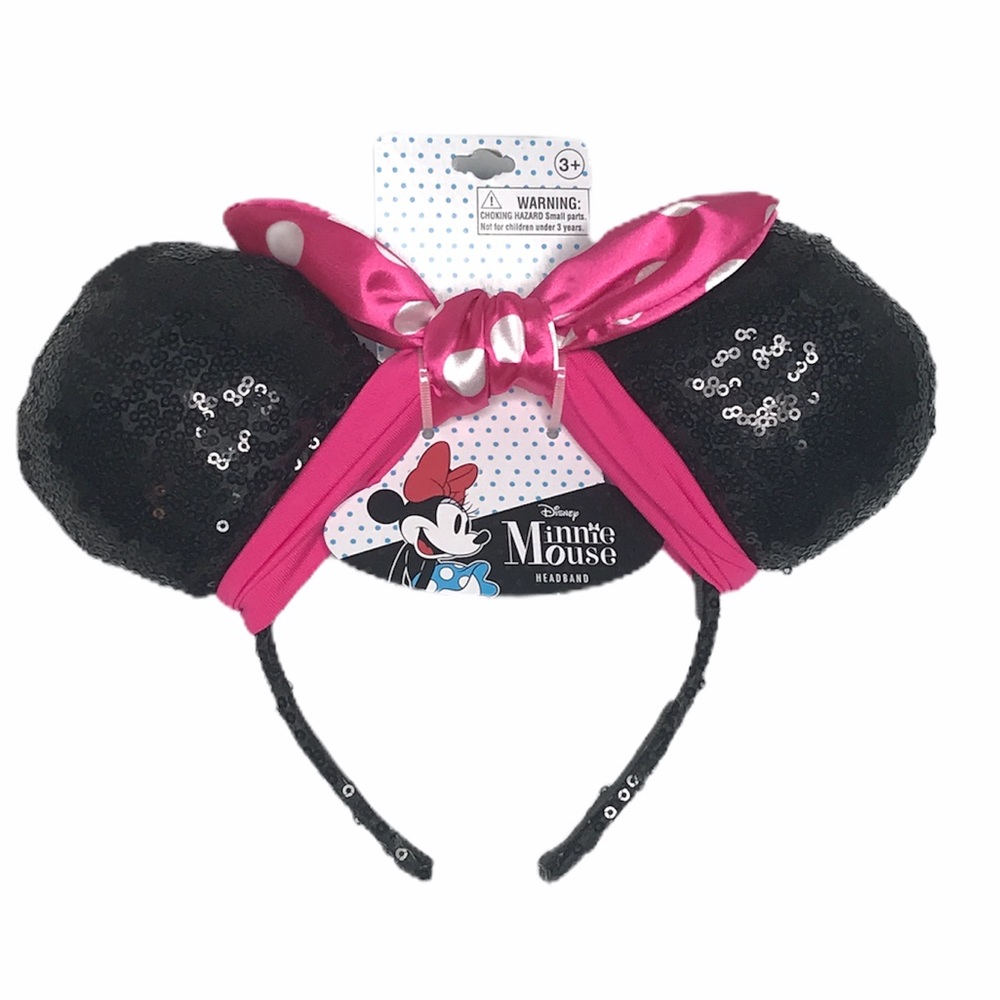 Minnie Mouse Disney Ears with Pink Bow Black